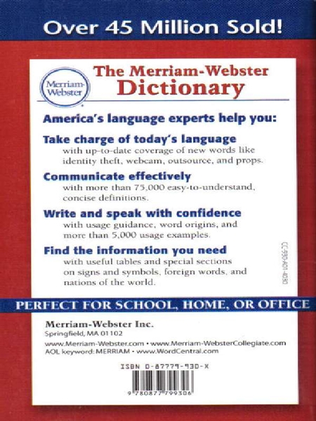 Order The Merriam Webster Dictionary Paperback Service Scolaire Sesco 3773