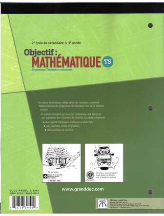 Commandez Objectif: Mathématique TS, Cahier D'exercices, 3e Année Du 2e ...